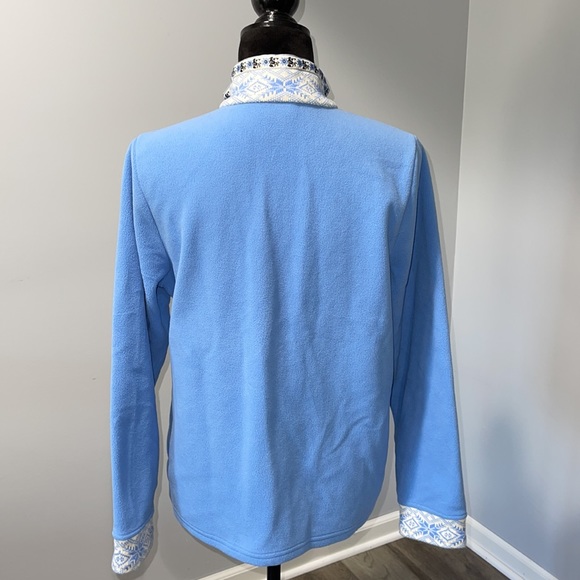 Women’s L.L. Bean Nordic Snowflake Blue Fleece full zip Sweater Size medium - Picture 6 of 16